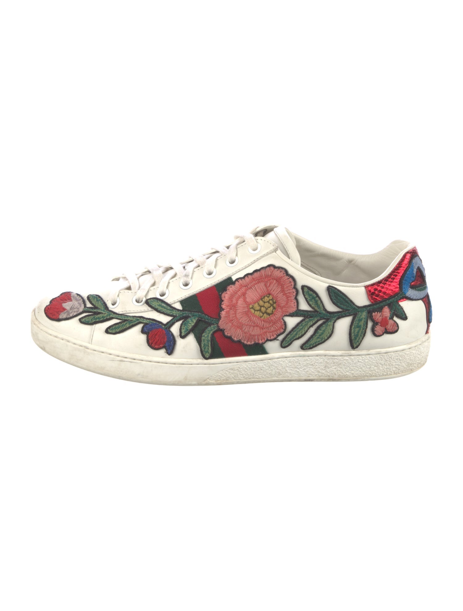 Gucci Web Accent Leather Sneakers