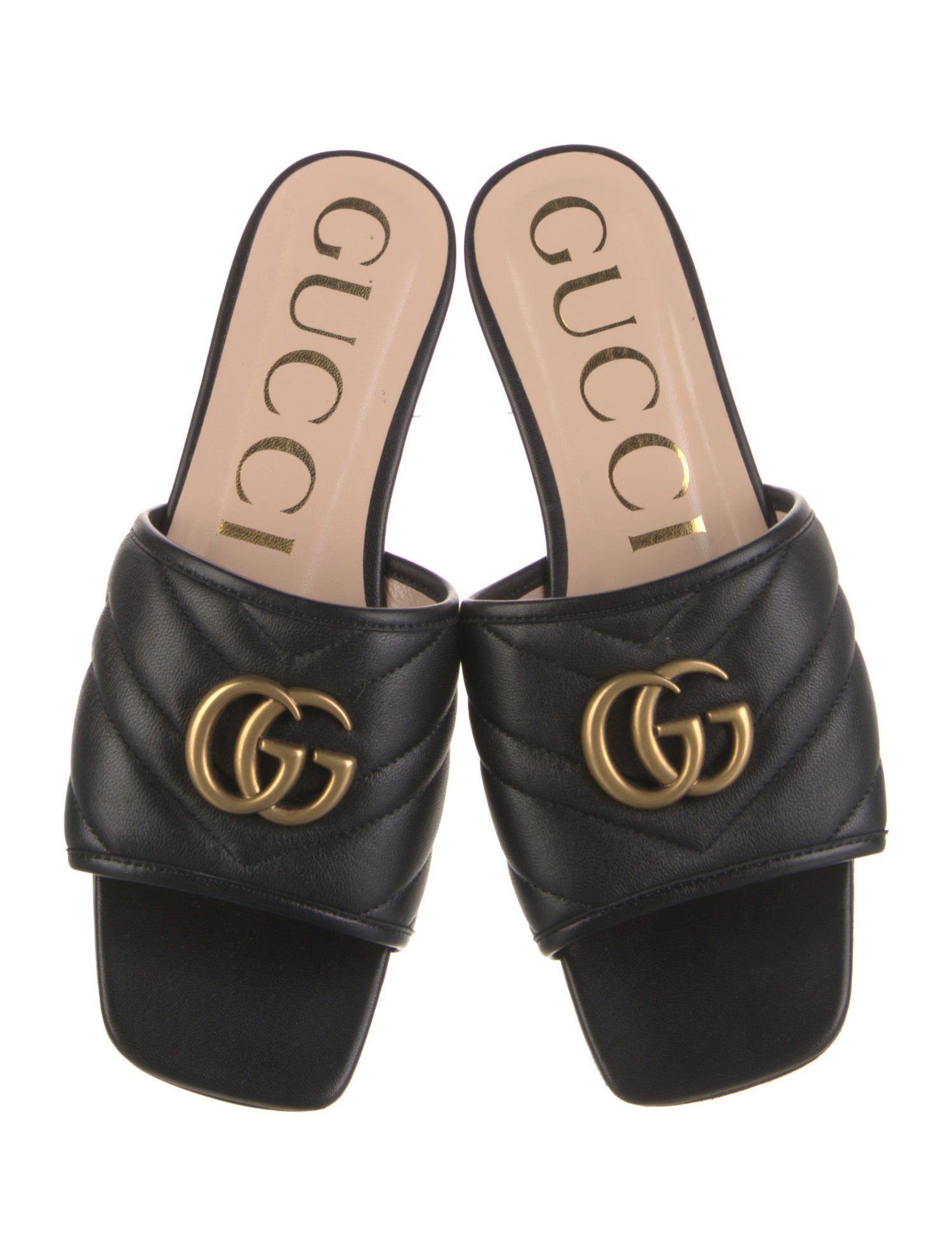 Gucci Running GG Logo Leather Slides