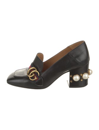 Gucci Web Accent Leather Pumps