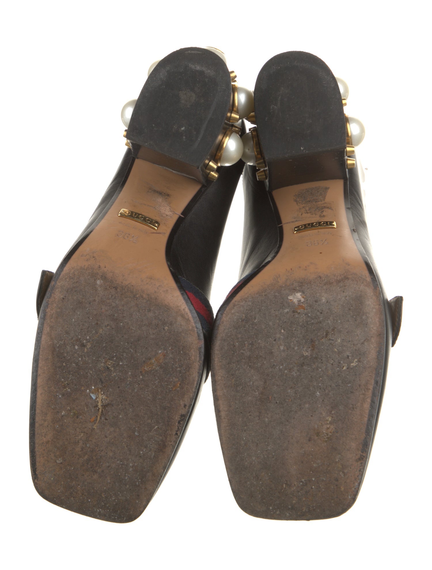 Gucci Web Accent Leather Pumps