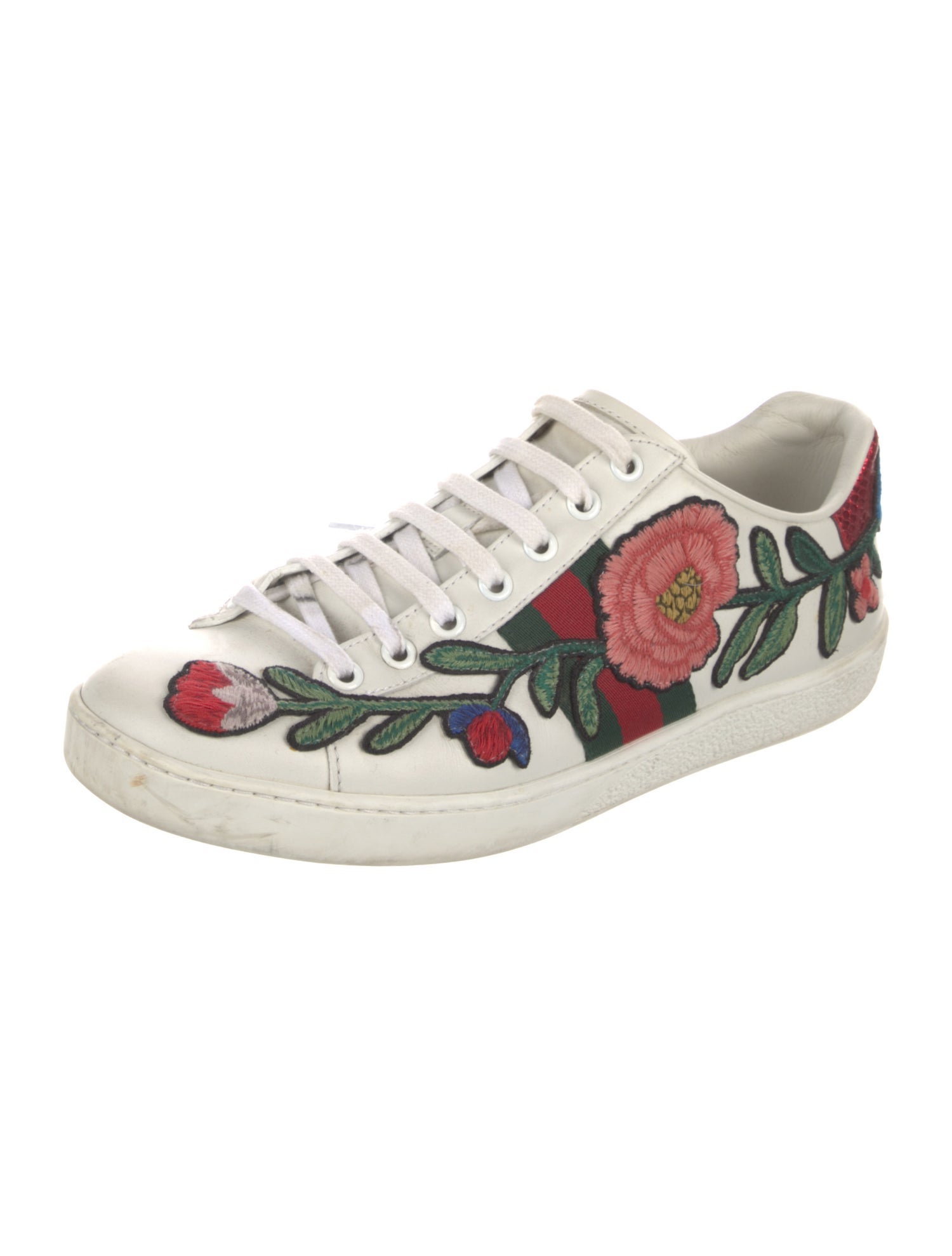 Gucci Web Accent Leather Sneakers