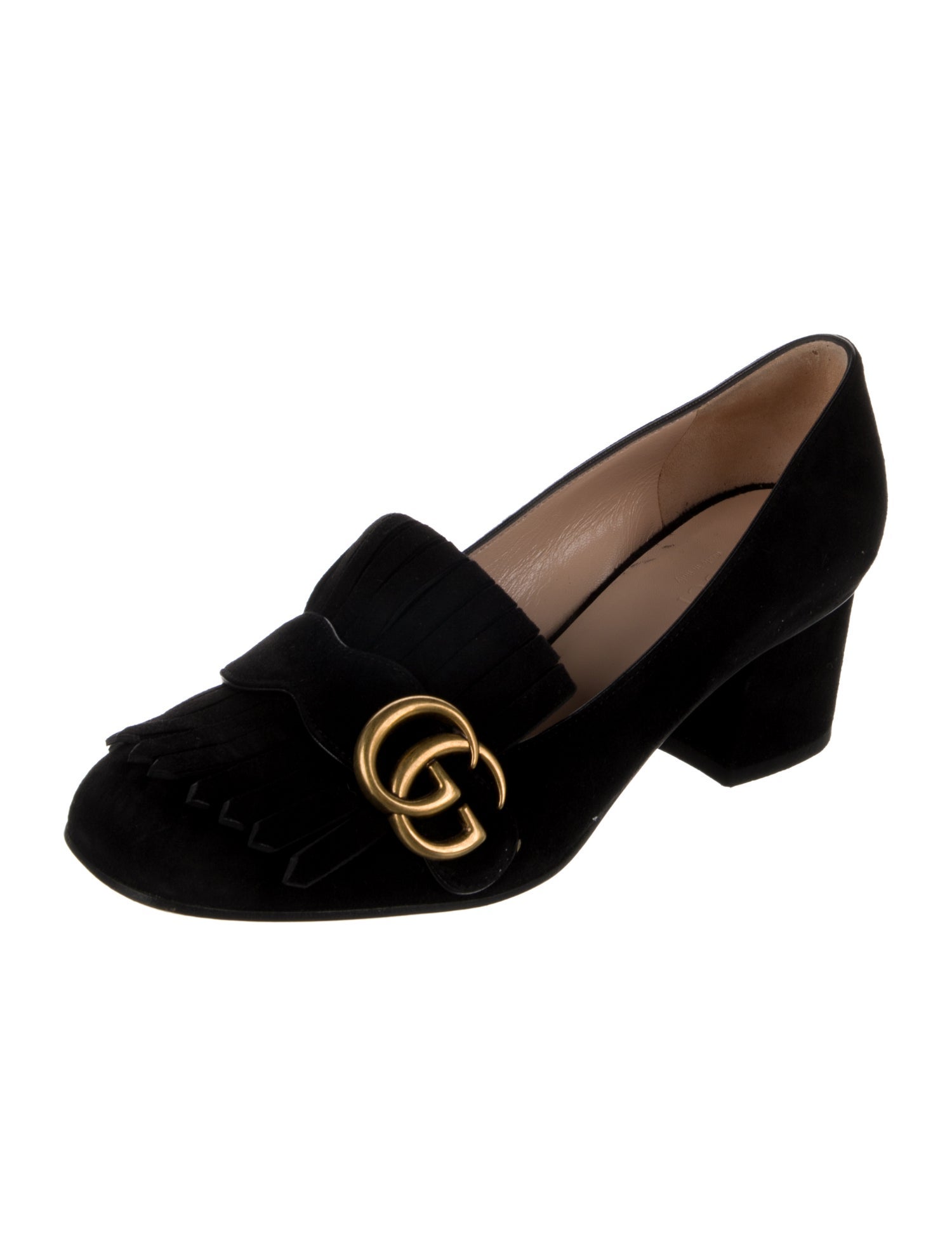 Gucci Double G Logo Suede Pumps