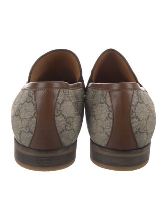 Gucci GG Supreme Leather Trim Embellishment Dress Loafers