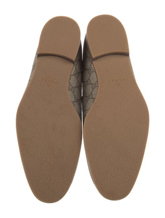 Gucci GG Supreme Leather Trim Embellishment Dress Loafers