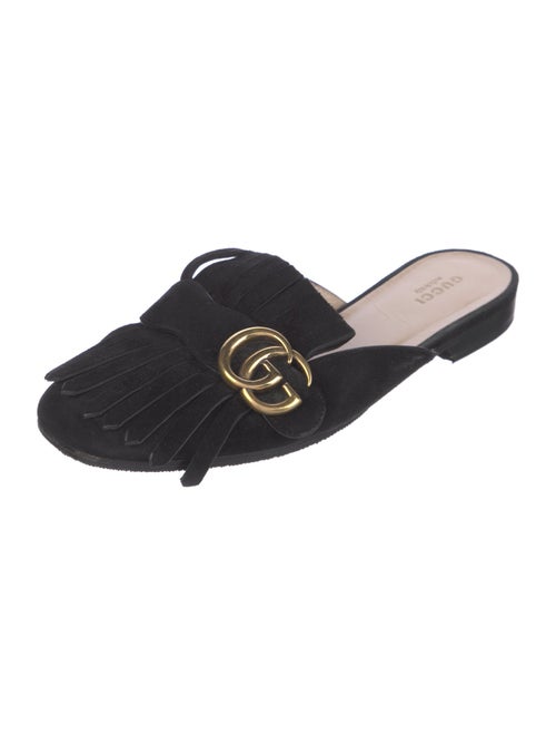 Gucci Double G Logo Suede Mules