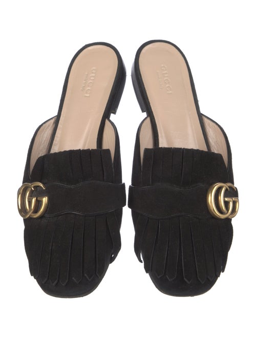 Gucci Double G Logo Suede Mules