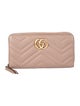 Gucci Calfskin Matelasse GG Marmont Zip Around Wallet Double G Logo Continental Wallet