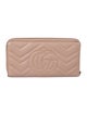 Gucci Calfskin Matelasse GG Marmont Zip Around Wallet Double G Logo Continental Wallet