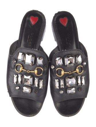 Gucci Horsebit Accent Leather Slides