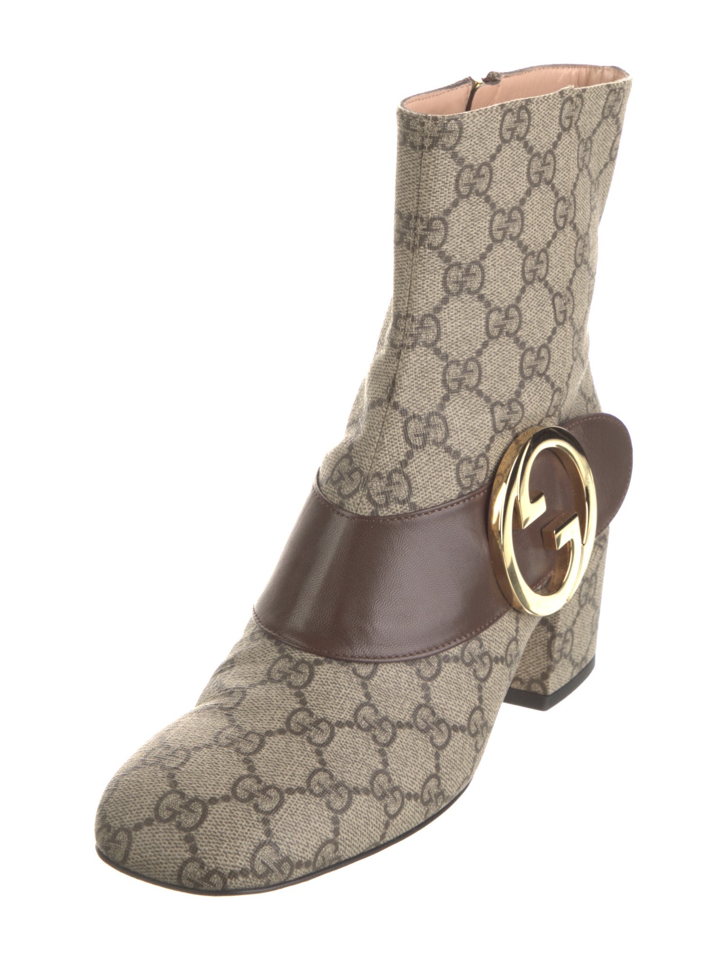 Gucci GG Supreme Leather Trim Embellishment Boots