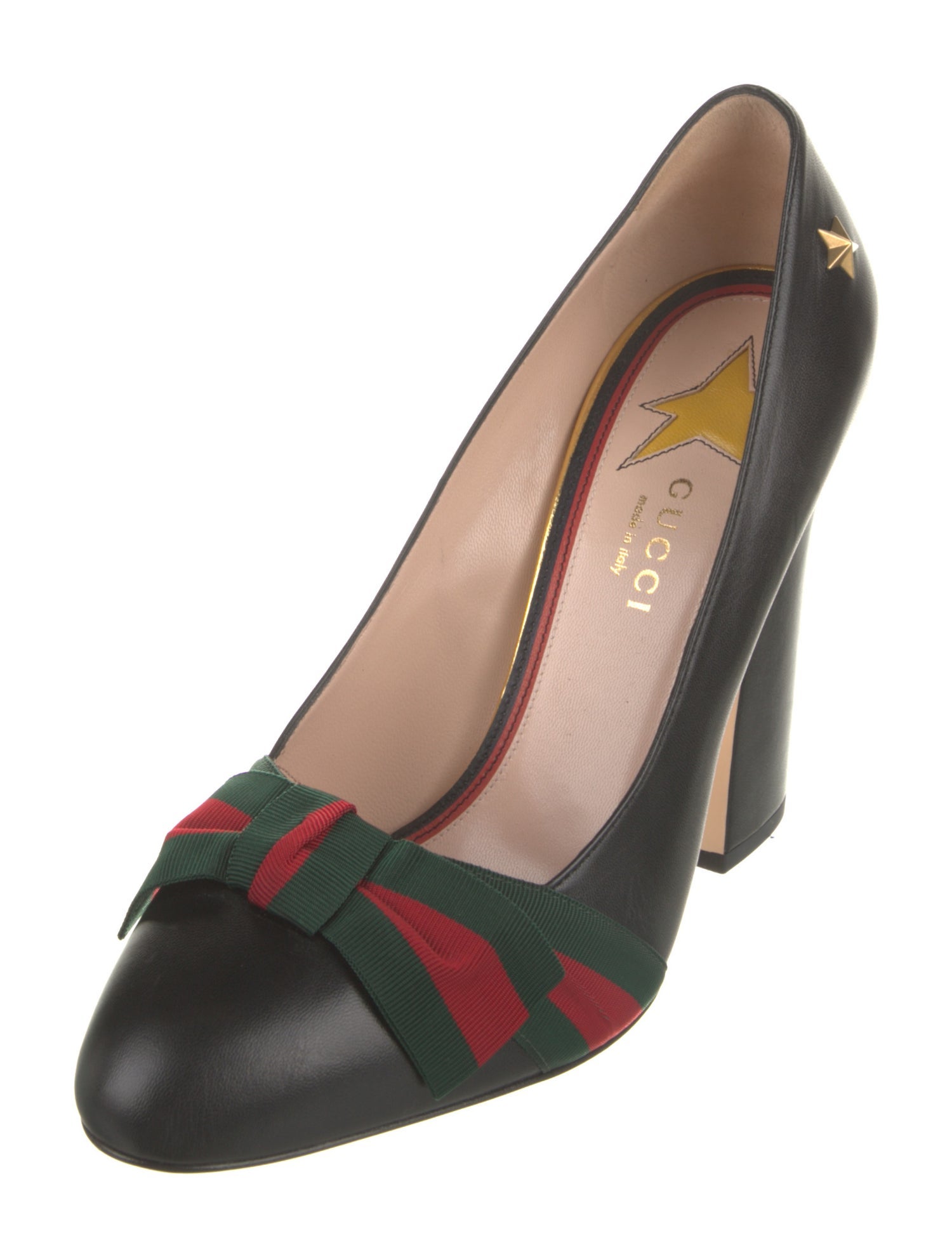 Gucci Web Accent Leather Pumps