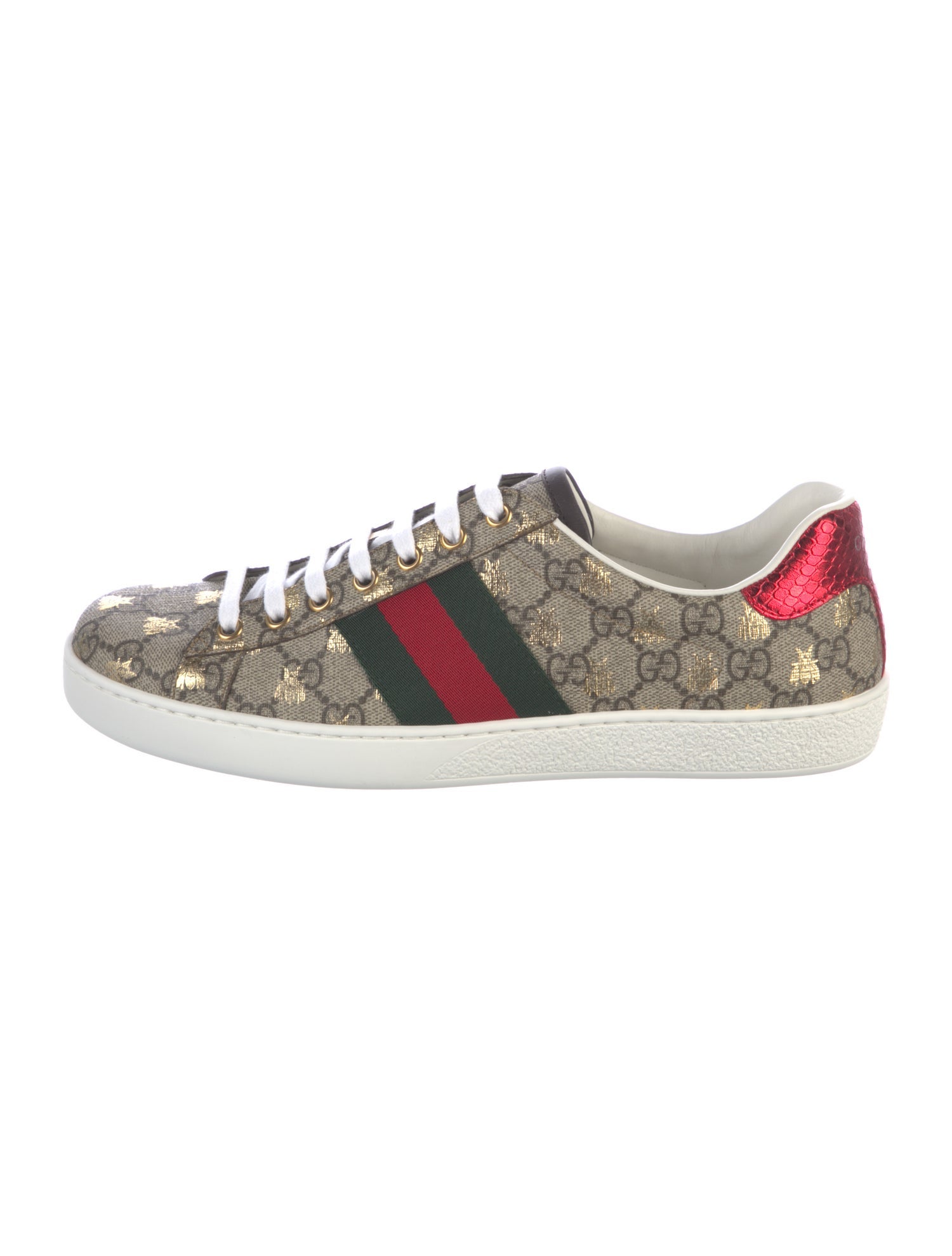 Gucci GG Supreme Leather Trim Embellishment Sneakers