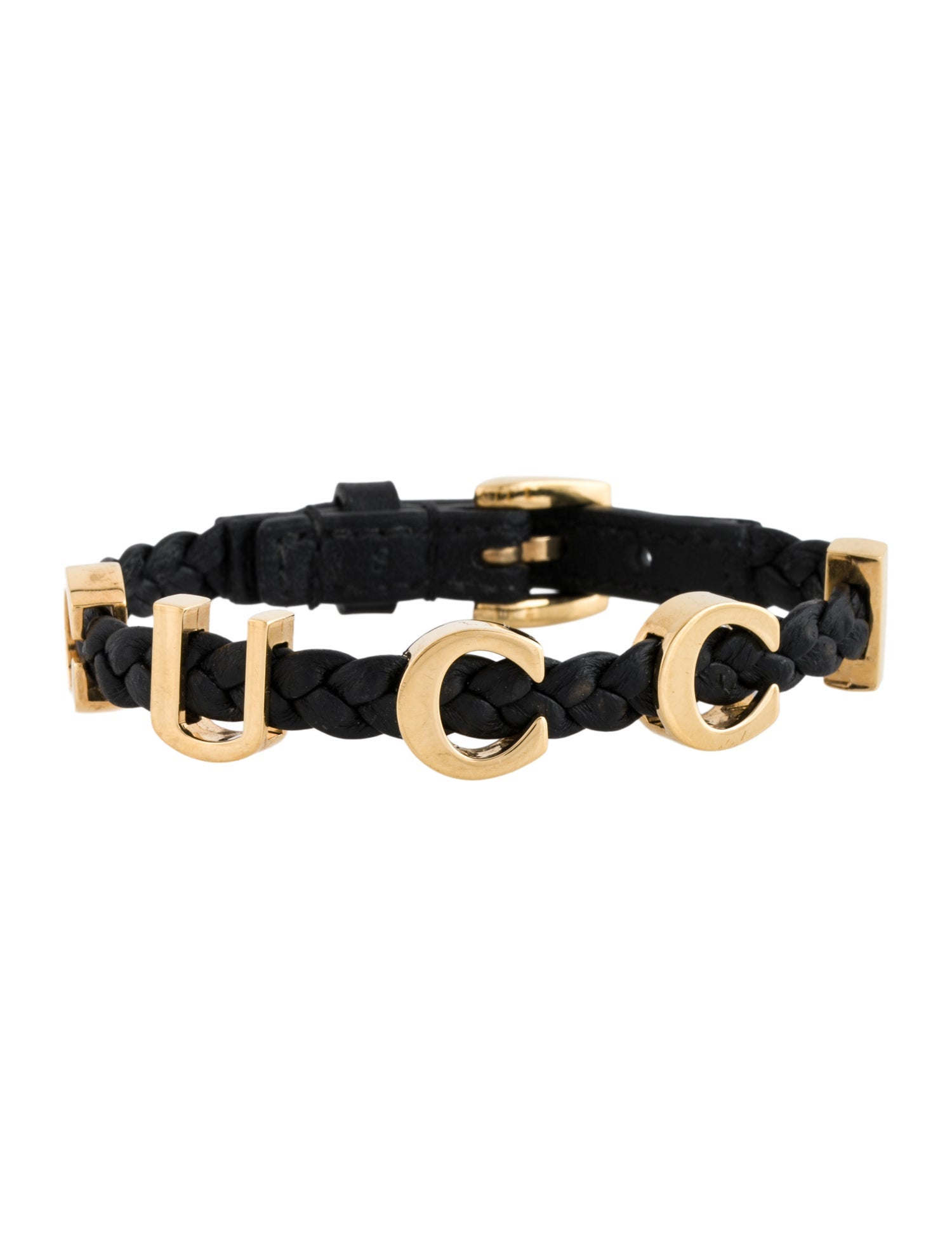 Gucci Leather 'GUCCI' Wrap Bracelet