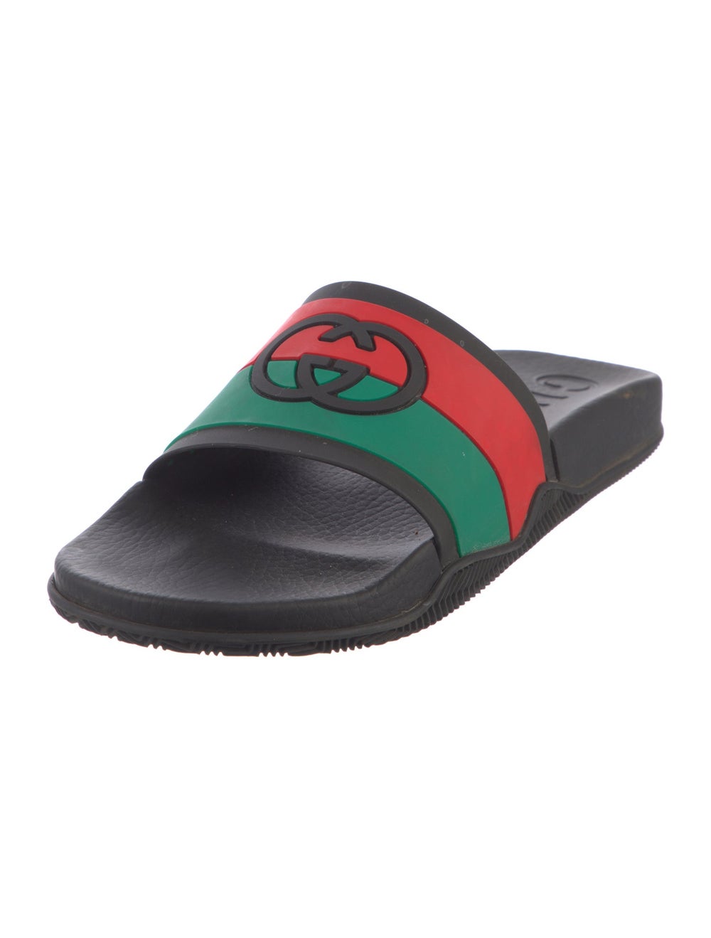 Gucci Rubber Slides Black Web Accent & Interlocki… - image 2