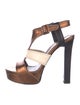 Gucci Leather Colorblock Pattern T-Strap Sandals