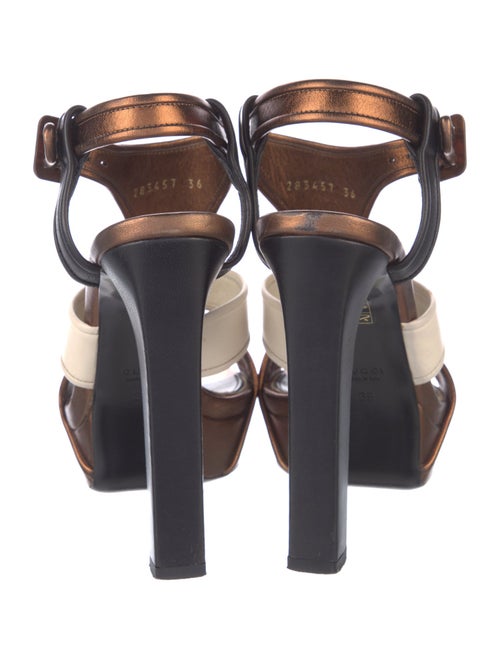 Gucci Leather Colorblock Pattern T-Strap Sandals