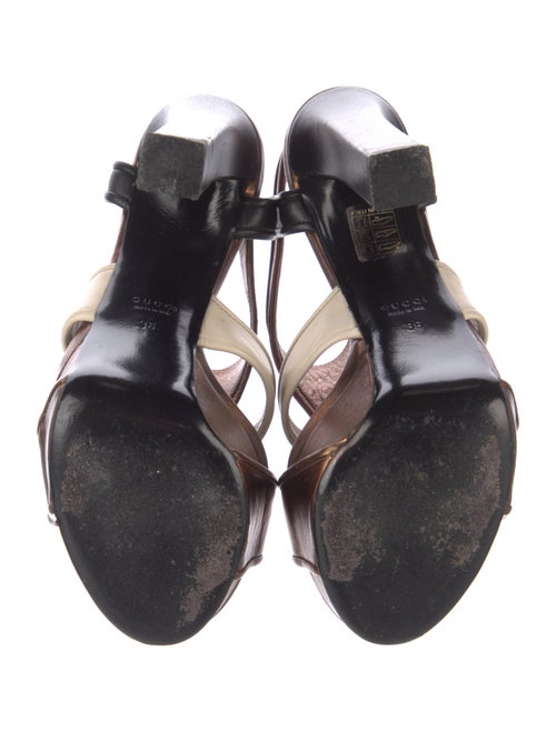 Gucci Leather Colorblock Pattern T-Strap Sandals