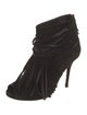 Gucci Suede Fringe Trim Accent Lace-Up Boots