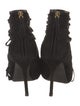 Gucci Suede Fringe Trim Accent Lace-Up Boots