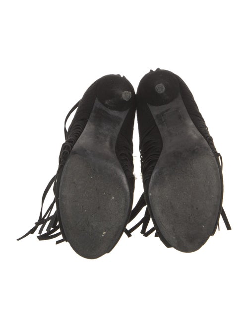 Gucci Suede Fringe Trim Accent Lace-Up Boots
