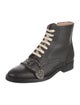 Gucci Bee Accent Leather Combat Boots