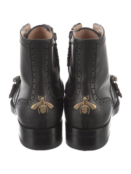 Gucci Bee Accent Leather Combat Boots