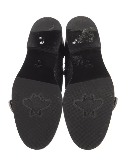Gucci Bee Accent Leather Combat Boots