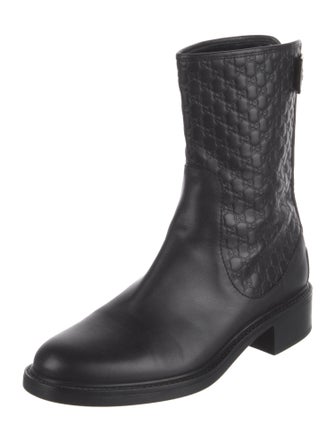 Gucci Microguccissima Pattern Leather Moto Boots