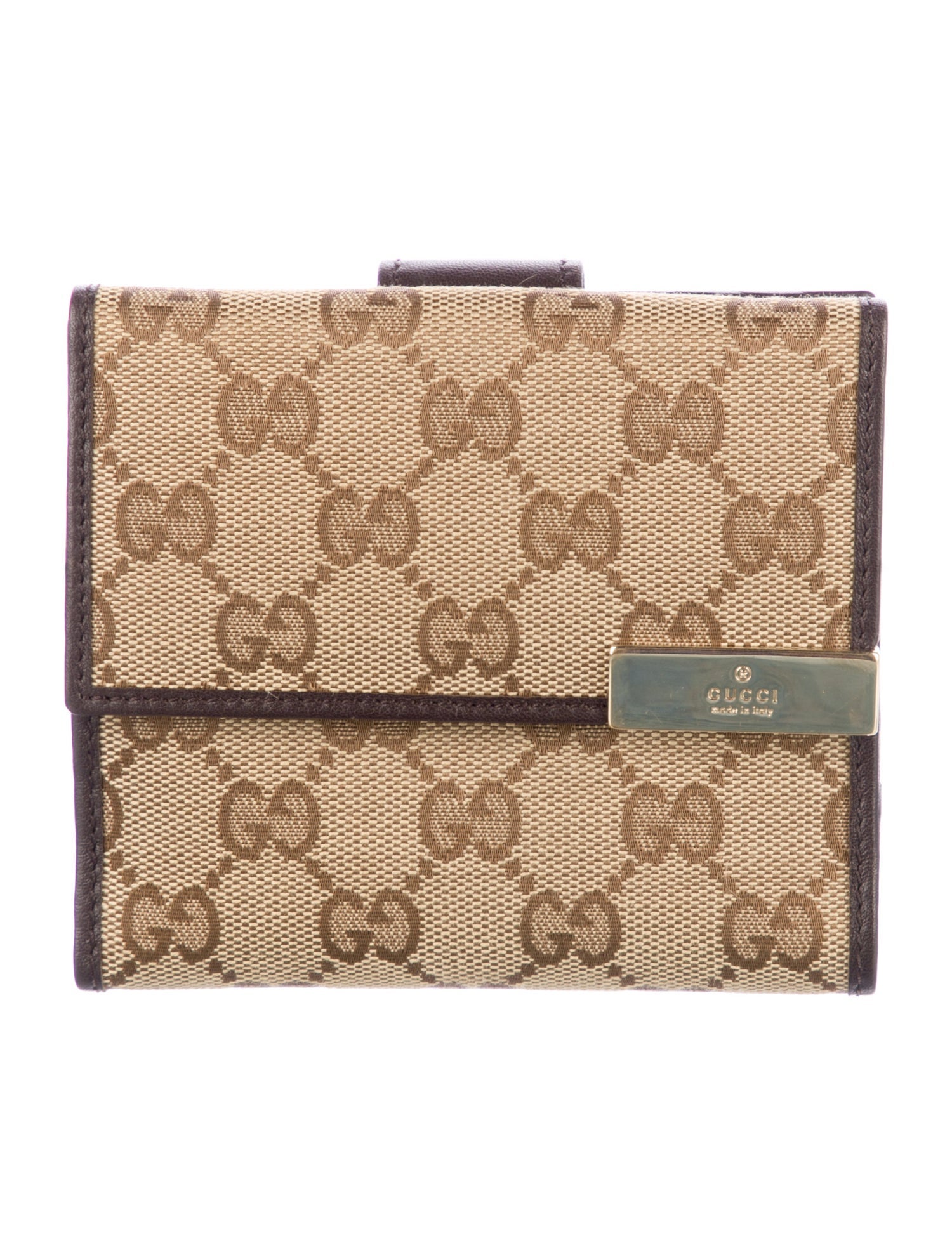 Gucci Compact French Flap GG Canvas Compact Wallet