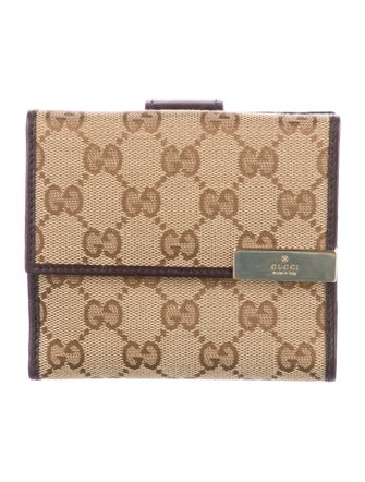 Gucci Compact French Flap GG Canvas Compact Wallet