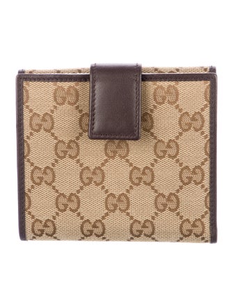 Gucci Compact French Flap GG Canvas Compact Wallet