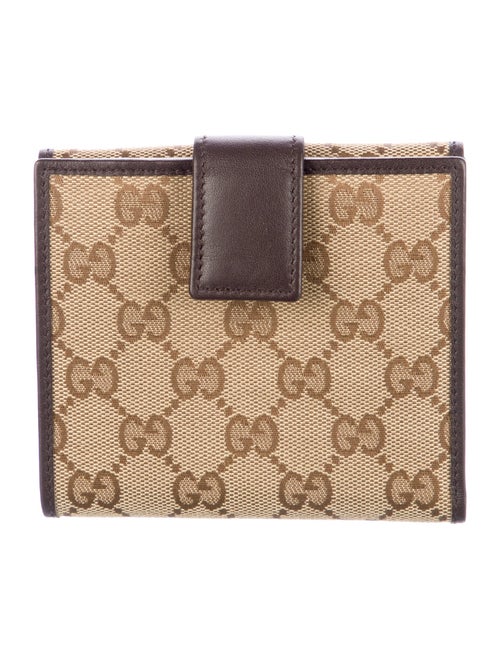 Gucci Compact French Flap GG Canvas Compact Wallet