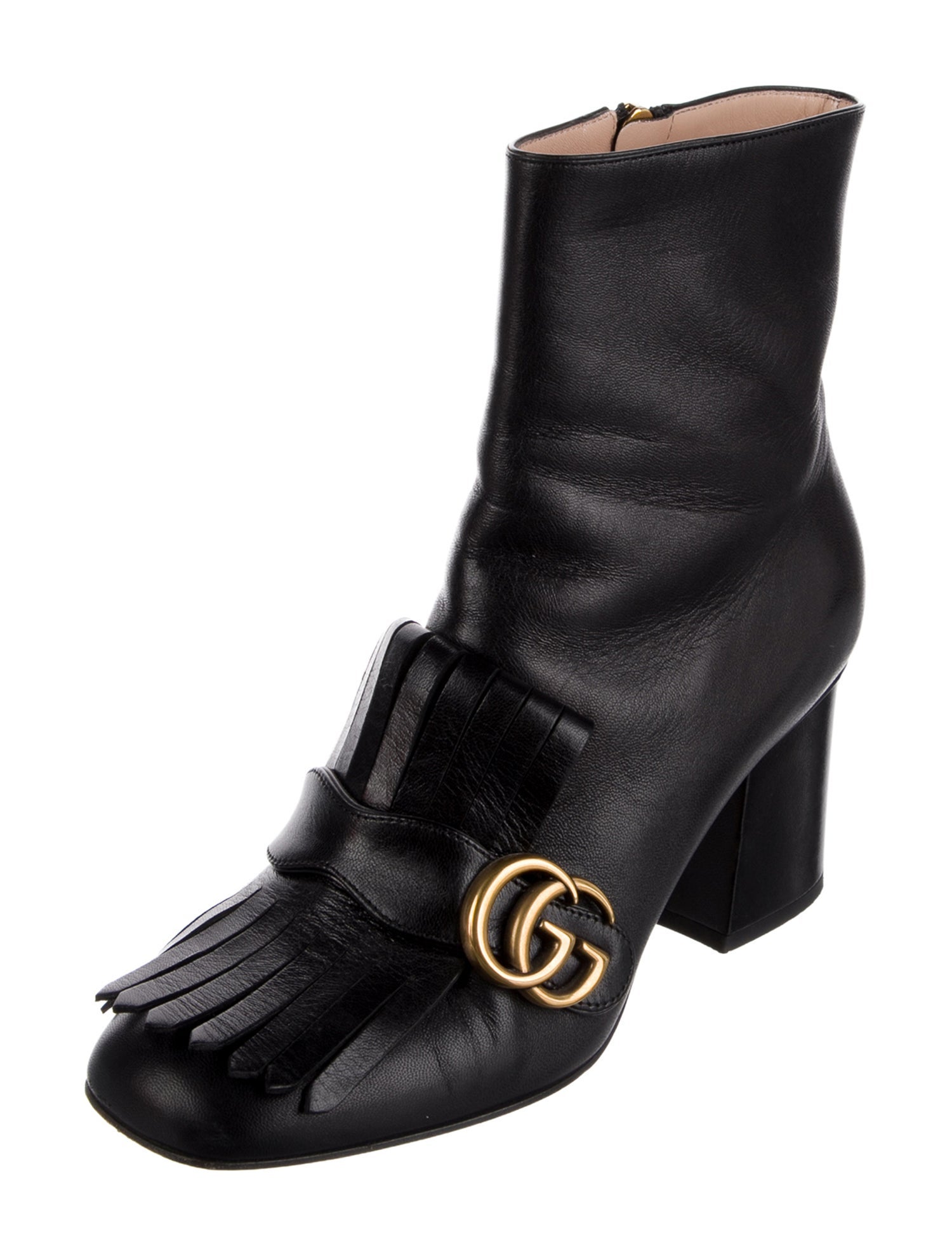 Gucci Double G Logo Leather Boots