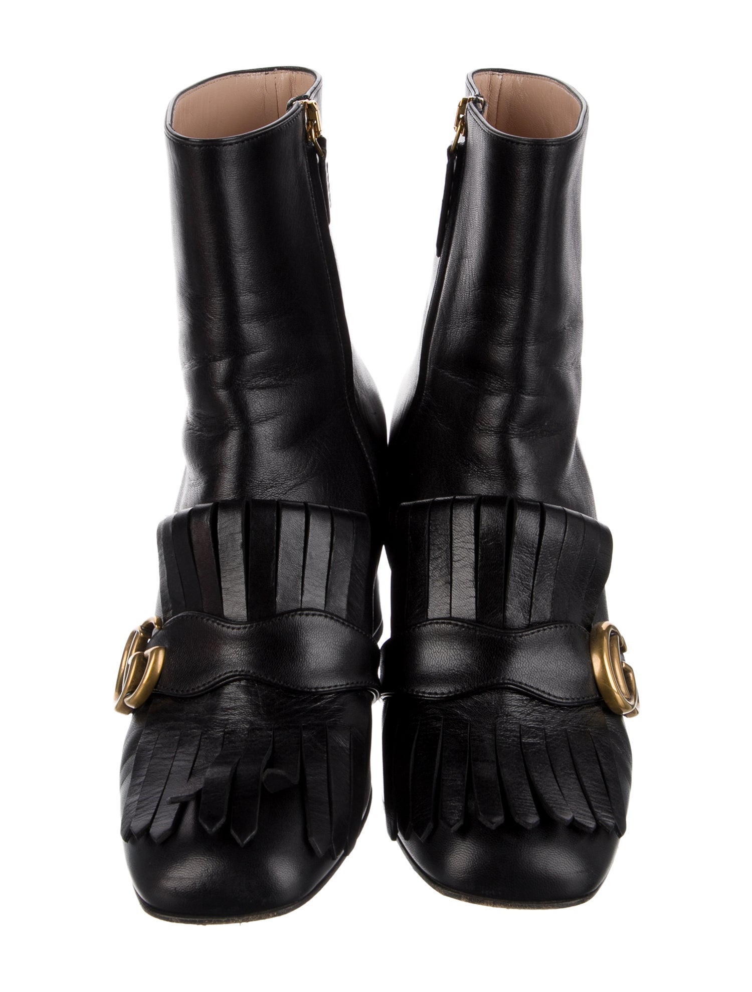 Gucci Double G Logo Leather Boots