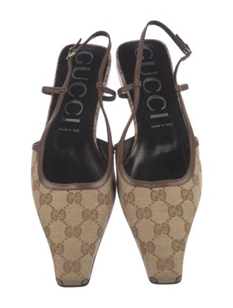 Gucci GG Canvas Canvas Slingback Flats
