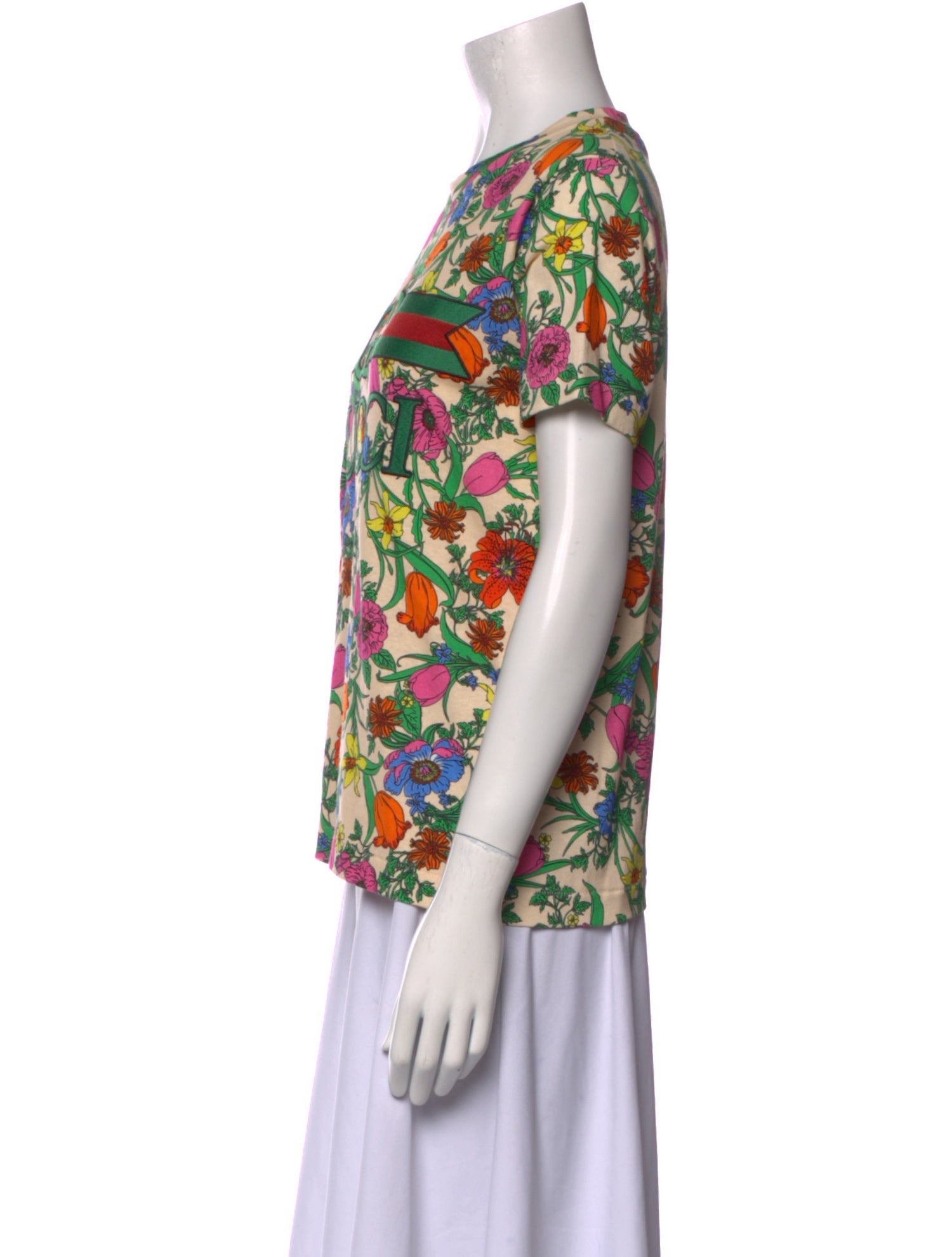 Gucci Floral Print Crew Neck T-Shirt