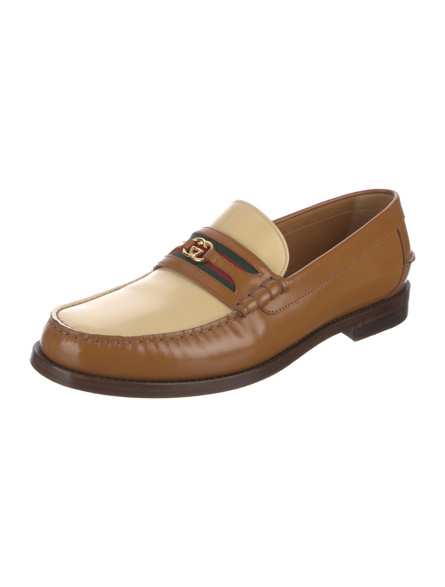 Gucci Web Accent Leather Dress Loafers