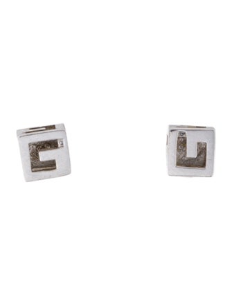 Gucci 18K Logo Cube Stud Earrings