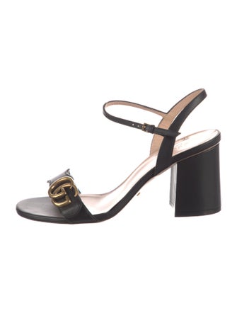 Gucci Double G Logo Leather Slingback Sandals