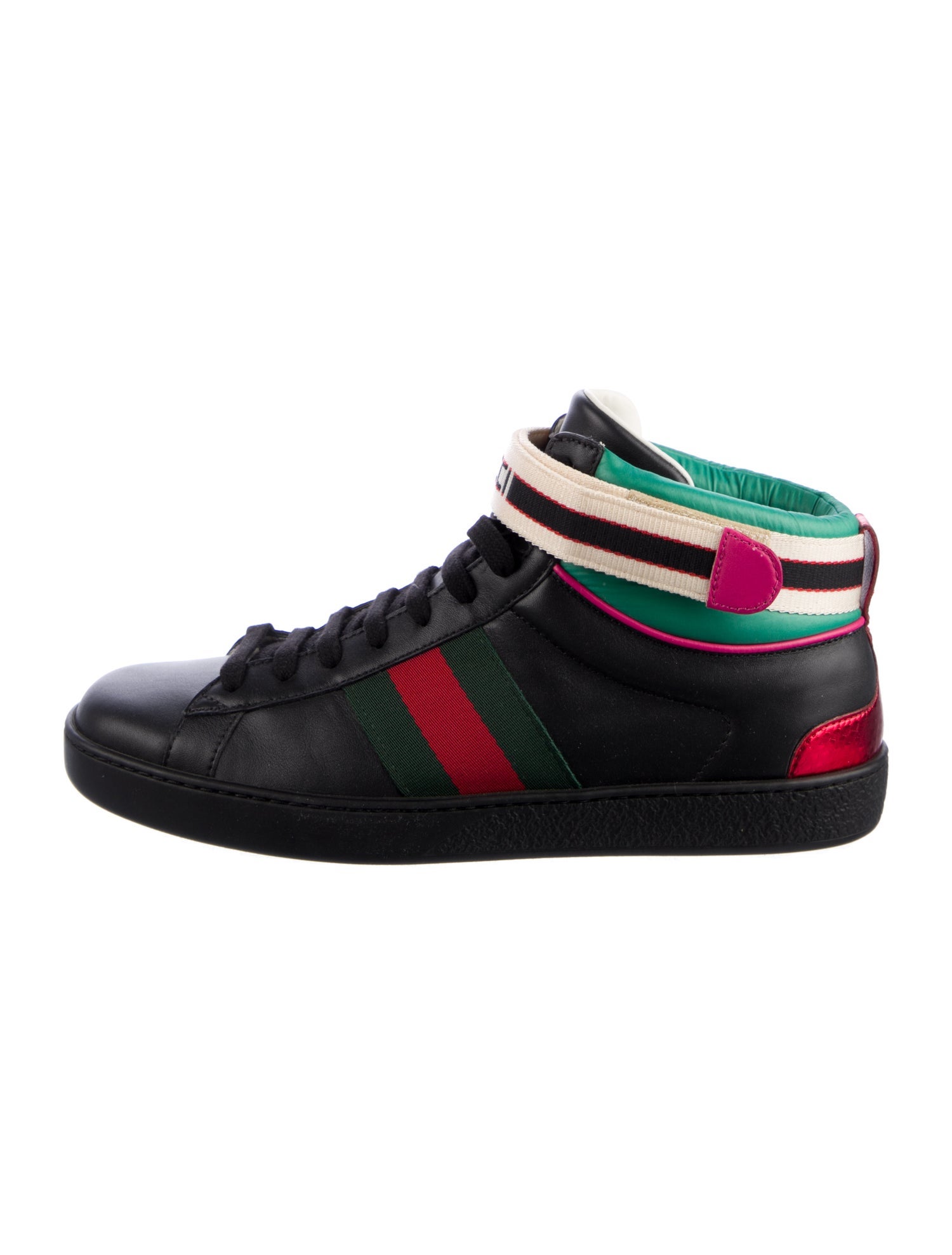 Gucci Web Accent Leather Sneakers