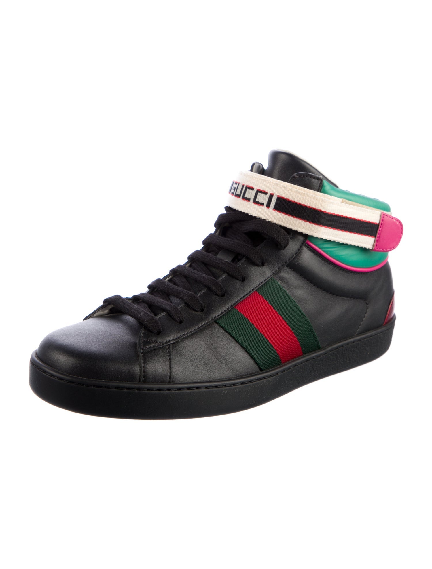Gucci Web Accent Leather Sneakers