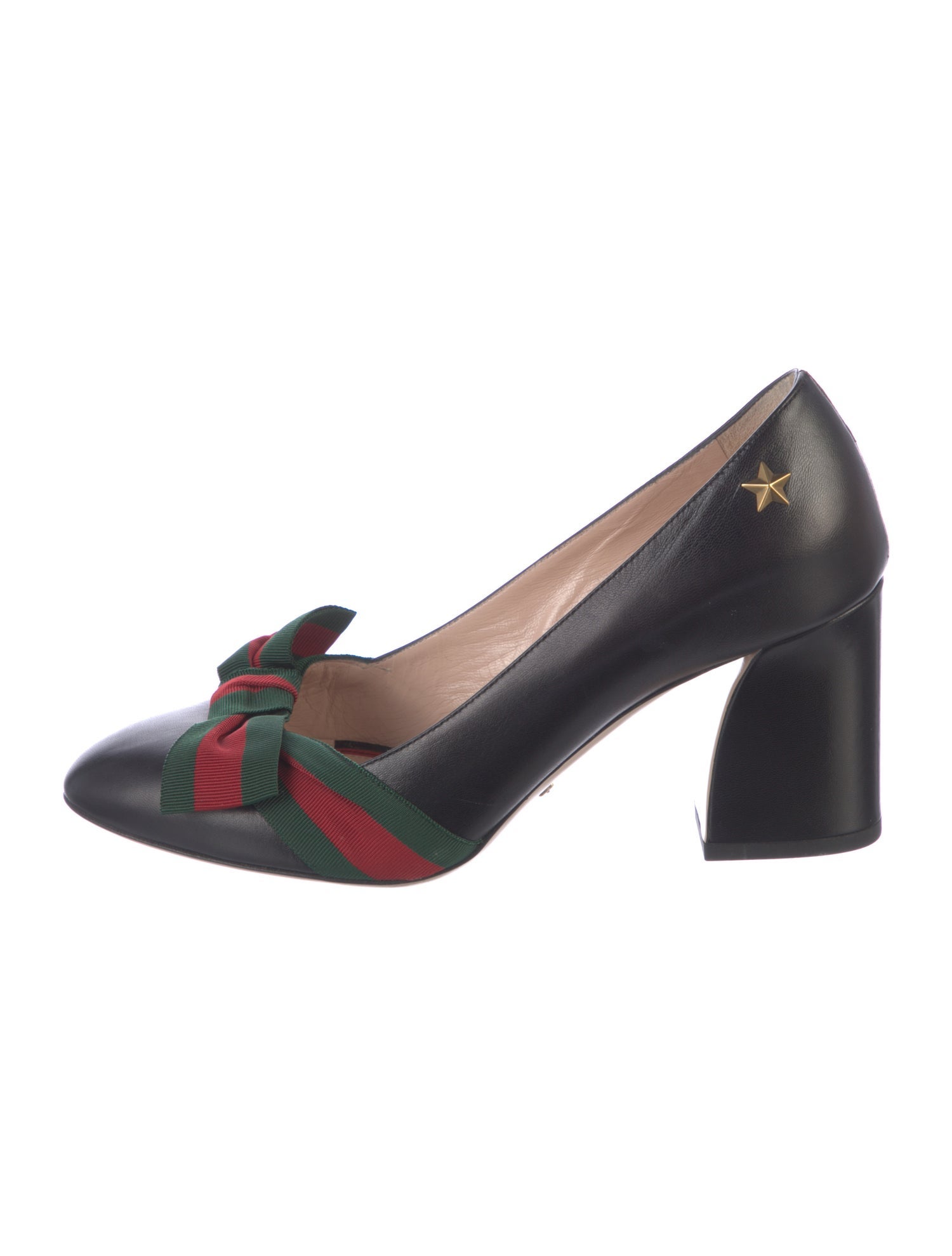 Gucci Web Accent Leather Pumps