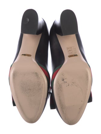 Gucci Web Accent Leather Pumps