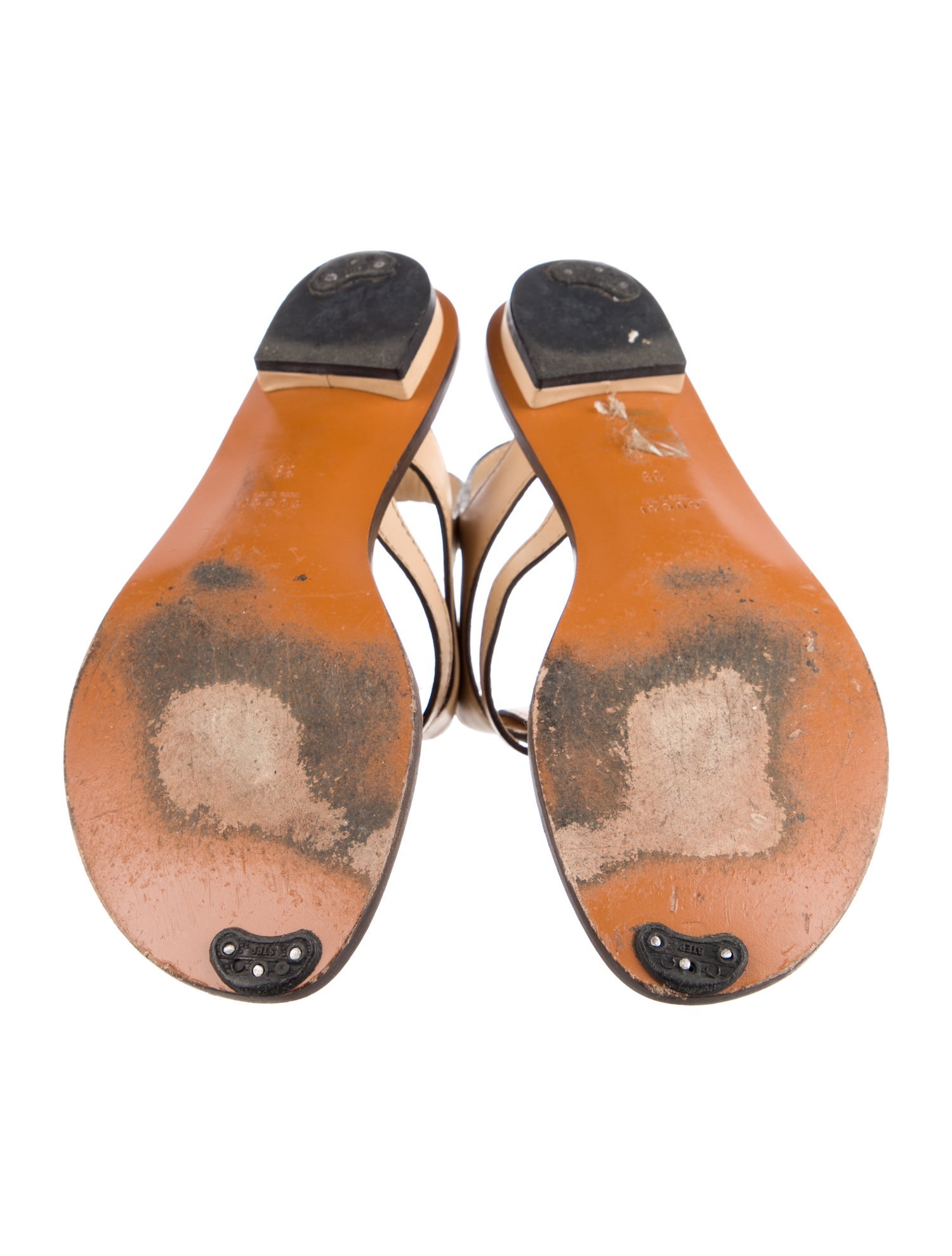 Gucci Bamboo Accent Leather T-Strap Sandals