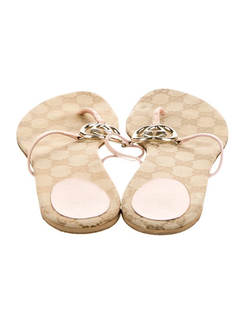 Gucci GG Canvas Leather Flip Flops