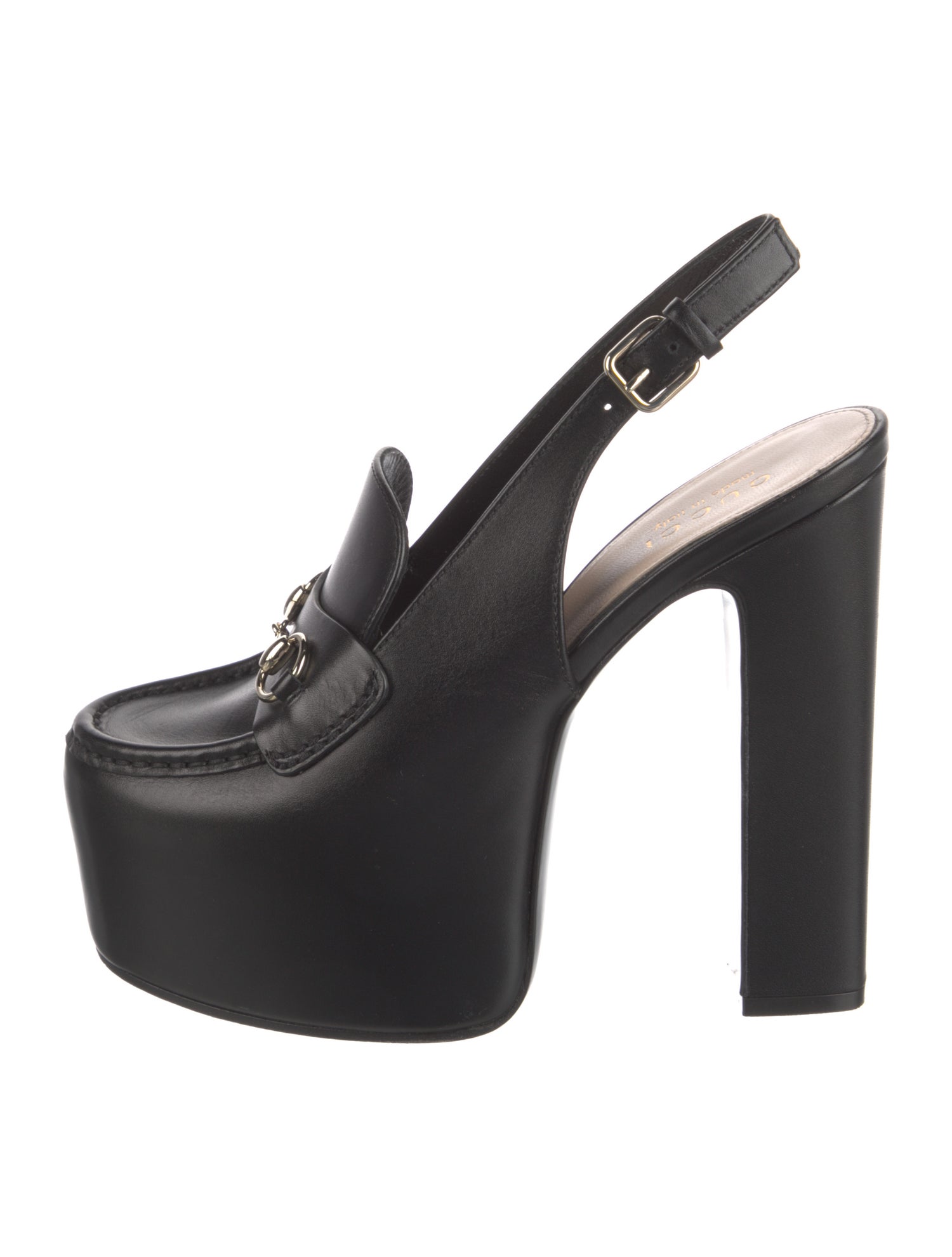 Gucci Horsebit Accent Leather Slingback Pumps