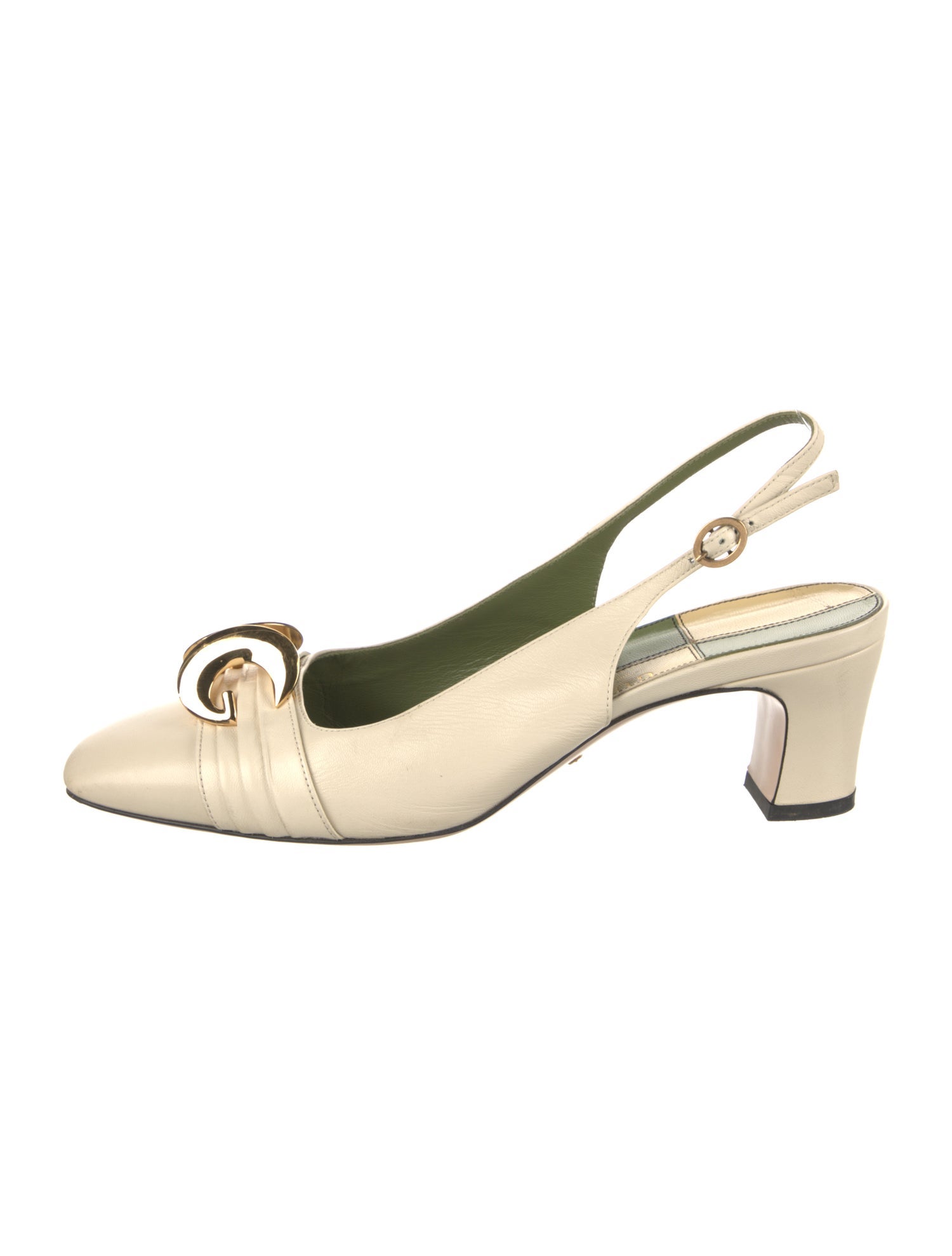 Gucci 1955 Horsebit Accent Leather Slingback Pumps