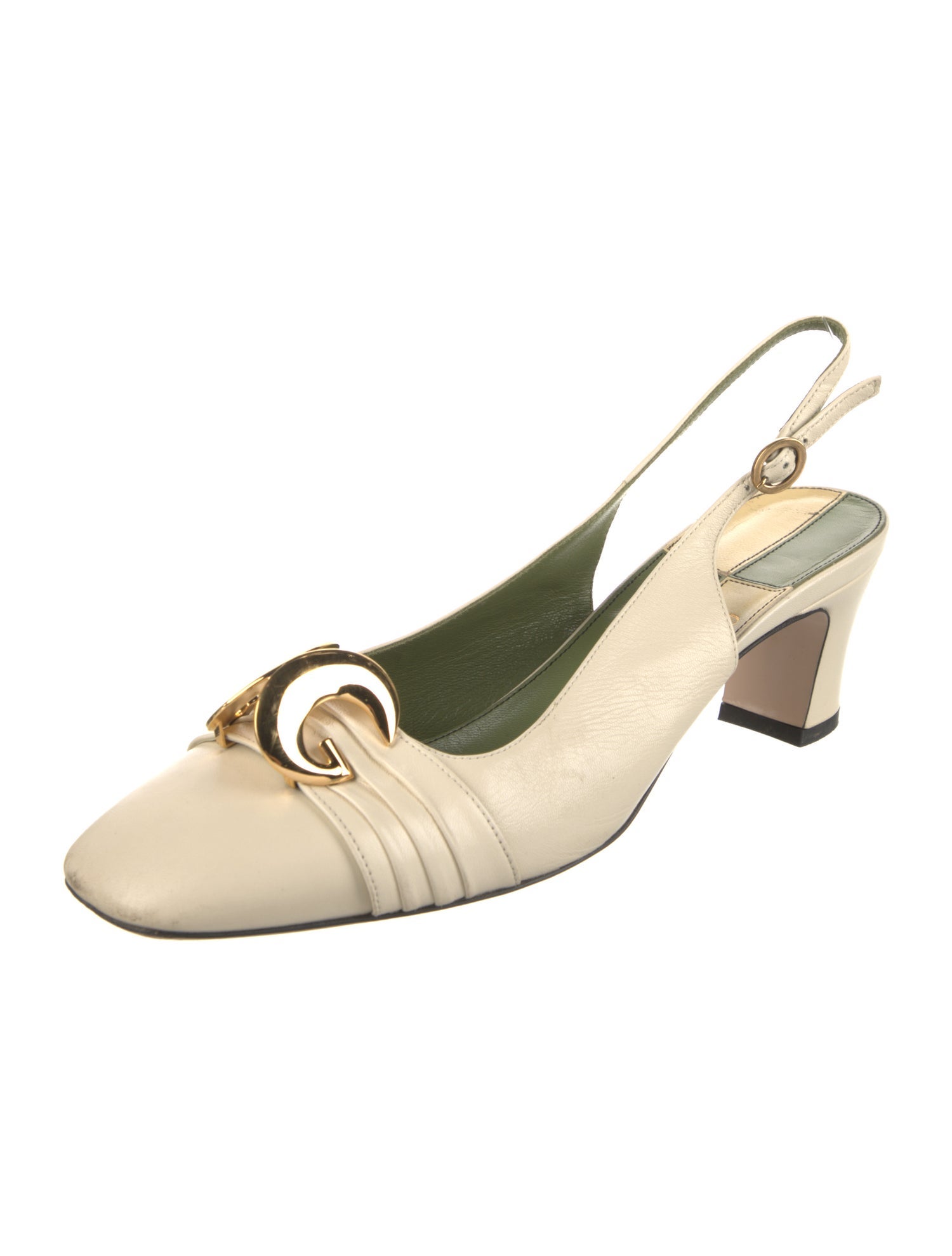 Gucci 1955 Horsebit Accent Leather Slingback Pumps