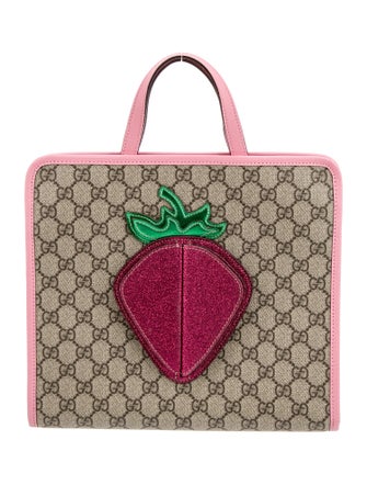 Gucci Girls' GG Supreme Strawberry Tote