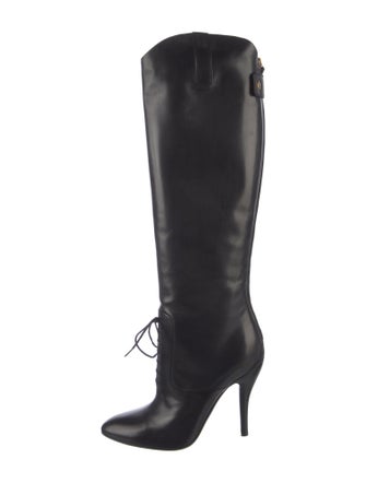 Gucci Interlocking G Logo Leather Lace-Up Boots